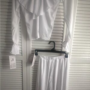 White Long Sleeve Top and Pants Set